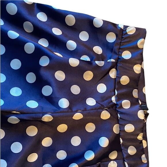 NWOT BOOHOO satin tapered trousers in navy polka dot - Picture 5 of 10